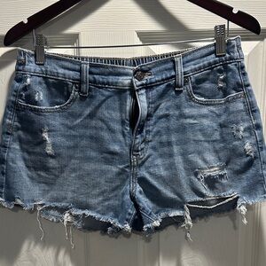 Aerie Blue Distressed Jean Shorts